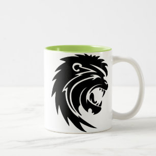 Coole Brüllenlöwe-Silhouette Zweifarbige Tasse