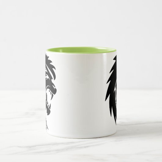 Coole Brüllenlöwe-Silhouette Zweifarbige Tasse (Mittel)