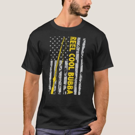 Coole Bubba-Fischerei Fischen American Flag Gesche T-Shirt (Vorderseite)