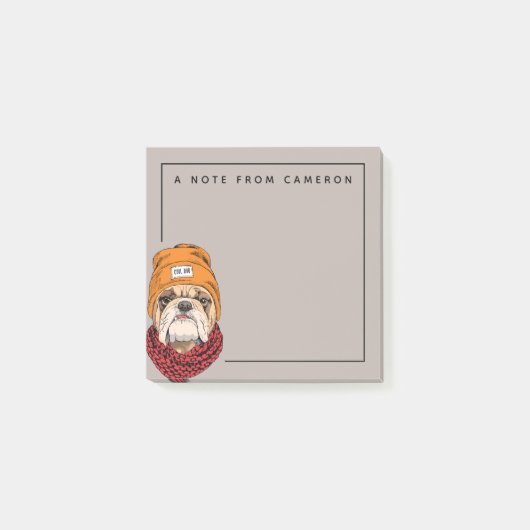 Coole Bulldogge | addieren Ihren Namen Post-it Klebezettel (Vorderseite)