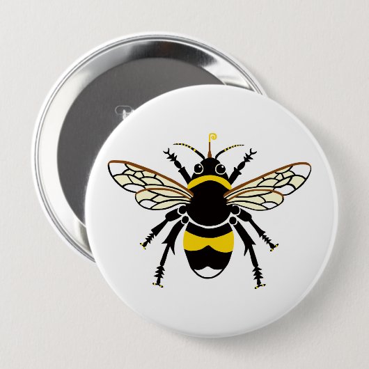 Coole BUMBLE BEE - Insekt - Gelb & Schwarz Button (Vorne & Hinten)