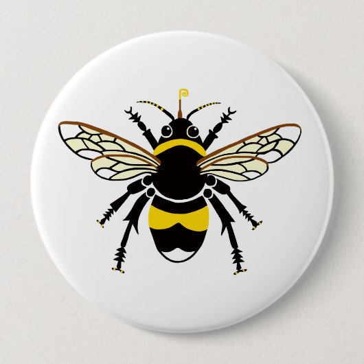 Coole BUMBLE BEE - Insekt - Gelb & Schwarz Button (Vorderseite)