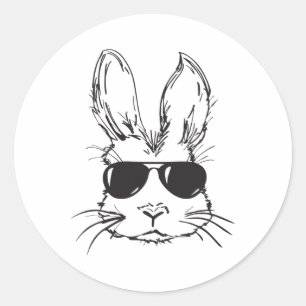 Coole Bunny Face Happy Ostereier Jagd für Jungen Runder Aufkleber