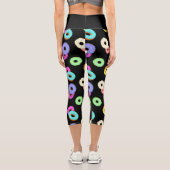 Coole, bunte Donuts schwarz Capri Leggings (Rückseite)
