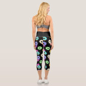 Coole, bunte Donuts schwarz Capri Leggings (Rückseite)