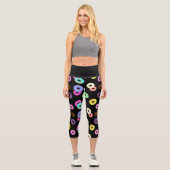 Coole, bunte Donuts schwarz Capri Leggings (Vorderseite)