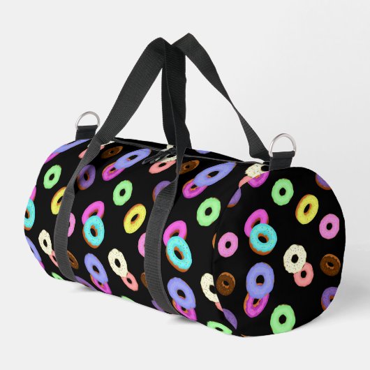 Coole, bunte Donuts schwarz Duffle Bag (Linke Seite)