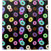 Coole, bunte Donuts schwarz Duschvorhang (Vorderseite)