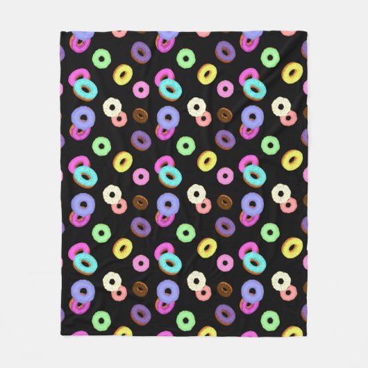 Coole, bunte Donuts schwarz Fleecedecke (Vorderseite)