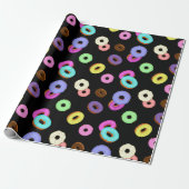 Coole, bunte Donuts schwarz Geschenkpapier (Ungerollt)