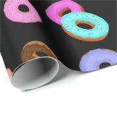 Coole, bunte Donuts schwarz Geschenkpapier (Rolleneckpunkt)