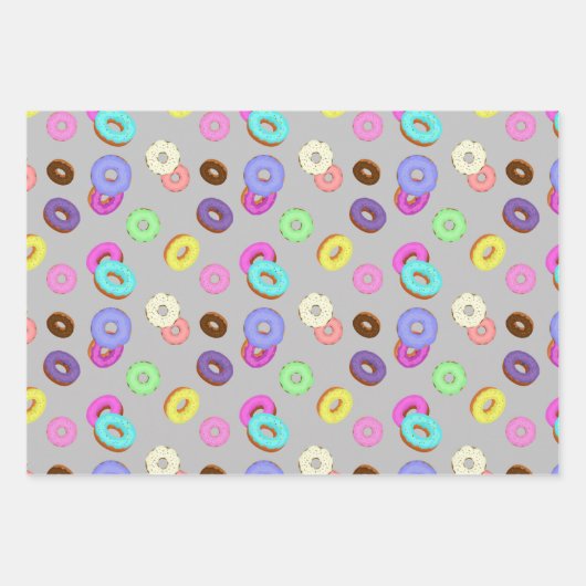 Coole, bunte Donuts schwarz Geschenkpapier Set (Vorderseite 3)