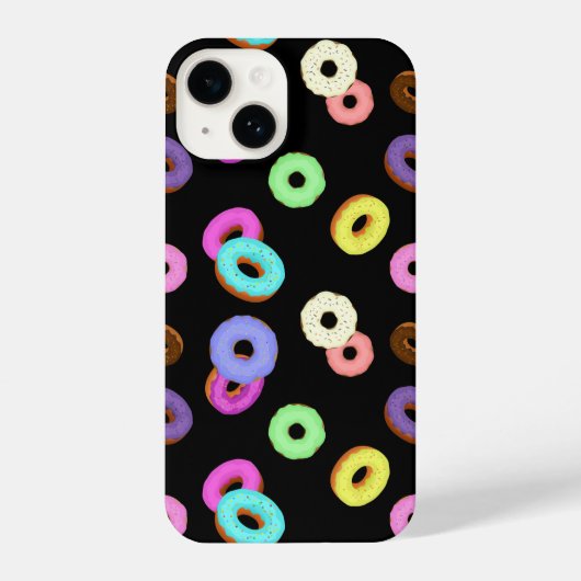 Coole, bunte Donuts schwarz iPhone Hülle (Rückseite)