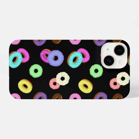Coole, bunte Donuts schwarz iPhone Hülle (Rückseite (Horizontal))