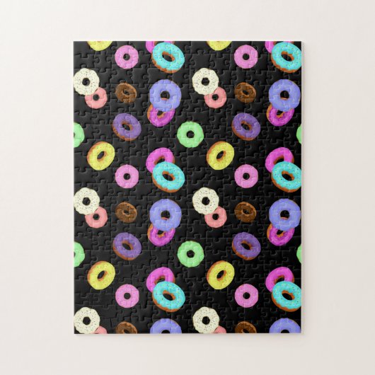 Coole, bunte Donuts schwarz Puzzle (Vertikal)