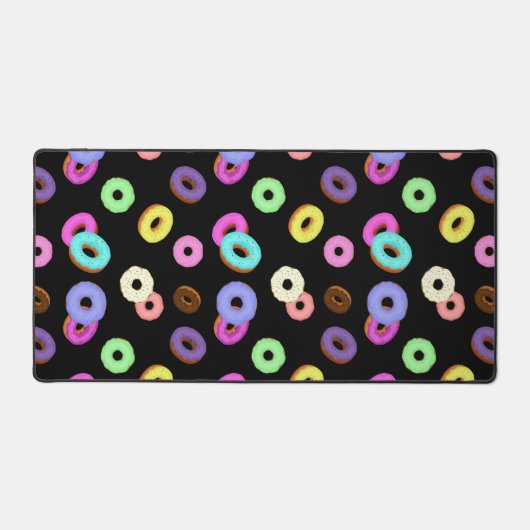 Coole, bunte Donuts schwarz Schreibtischunterlage (Vorderseite)