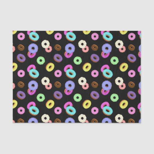 Coole, bunte Donuts schwarz Seidenpapier (Vorderseite)