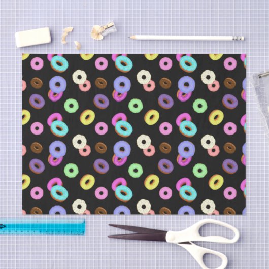 Coole, bunte Donuts schwarz Seidenpapier (Handwerk)