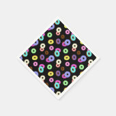 Coole, bunte Donuts schwarz Serviette (Ecke)