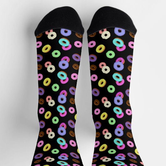 Coole, bunte Donuts schwarz Socken (Oben)