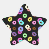 Coole, bunte Donuts schwarz Stern-Aufkleber (Vorderseite)