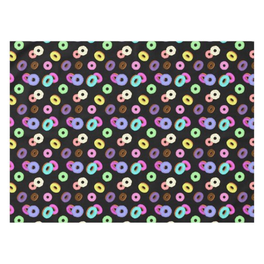 Coole, bunte Donuts schwarz Tischdecke (Vorderseite (Horizontal))