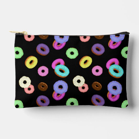 Coole, bunte Donuts schwarz Zubehörtasche (Vorderseite)