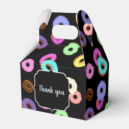 Coole, bunte Donuts schwarze Monogramm Geschenkschachtel (Rückseite)