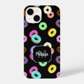 Coole, bunte Donuts schwarze Monogramm iPhone Hülle (Rückseite)