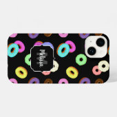 Coole, bunte Donuts schwarze Monogramm iPhone Hülle (Rückseite (Horizontal))