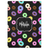 Coole, bunte Donuts schwarze Monogramm Klemmbrett (Rückseite)