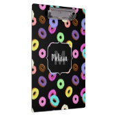 Coole, bunte Donuts schwarze Monogramm Klemmbrett (Rechts)