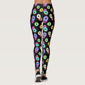 Coole, bunte Donuts schwarze Monogramm Leggings (Rückseite)