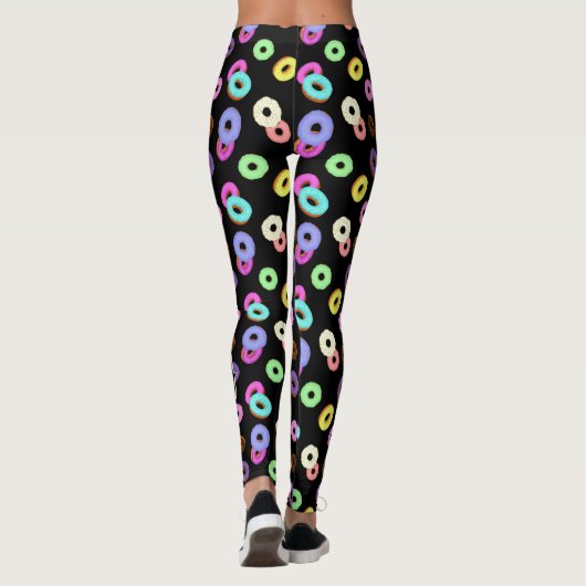 Coole, bunte Donuts schwarze Monogramm Leggings (Rückseite)
