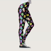 Coole, bunte Donuts schwarze Monogramm Leggings (Rechts)