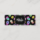 Coole, bunte Donuts schwarze Monogramm Mini Visitenkarte (Vorderseite)