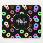 Coole, bunte Donuts schwarze Monogramm Mousepad (Vorne)