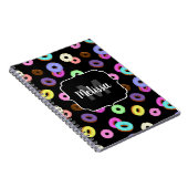 Coole, bunte Donuts schwarze Monogramm Notizblock (Rechte Seite)