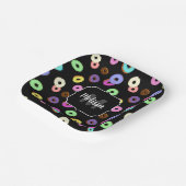 Coole, bunte Donuts schwarze Monogramm Pappteller (Gewinkelt)