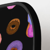 Coole, bunte Donuts schwarze Monogramm Pickleball Schläger (Linke Seite)