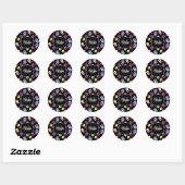 Coole, bunte Donuts schwarze Monogramm Runder Aufkleber (Blatt)