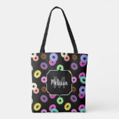 Coole, bunte Donuts schwarze Monogramm Tasche (Rückseite)