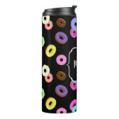 Coole, bunte Donuts schwarze Monogramm Thermosbecher (Nach links gedreht)