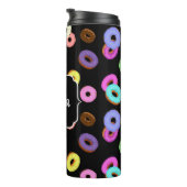 Coole, bunte Donuts schwarze Monogramm Thermosbecher (Nach rechts gedreht)
