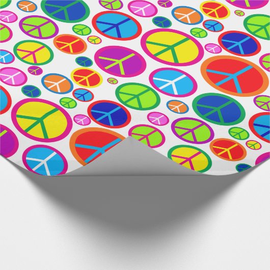 Coole bunte Groovy Friedenssymbole Geschenkpapier (Ecke)