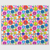 Coole bunte Groovy Friedenssymbole Geschenkpapier (Flach)