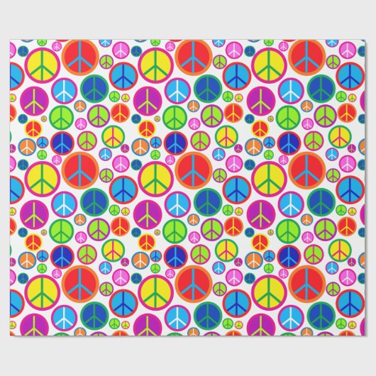 Coole bunte Groovy Friedenssymbole Geschenkpapier (Flach)