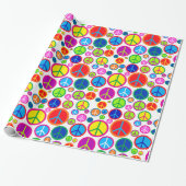 Coole bunte Groovy Friedenssymbole Geschenkpapier (Ungerollt)