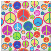 Coole bunte Groovy Friedenssymbole Stoff (Nahaufnahme)