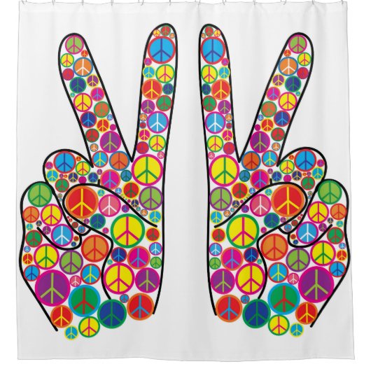 Coole bunte Groovy Friedenszeichen Duschvorhang (Vorderseite)